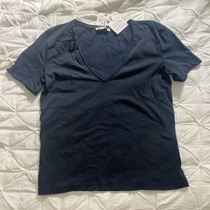 Zara Dark Blue V-Neck Short Sleeve Tee